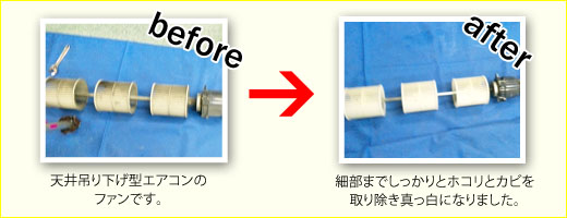 天井吊り下げ方エアコンの送風ファン